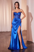 Josie Gown - Strapless Satin Gown with Sheer Beaded Bodice