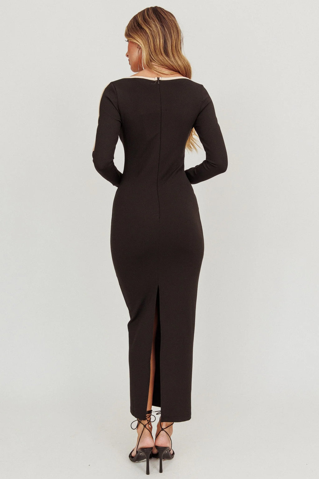 Moonglade Long Sleeve Bodycon Maxi Dress Black