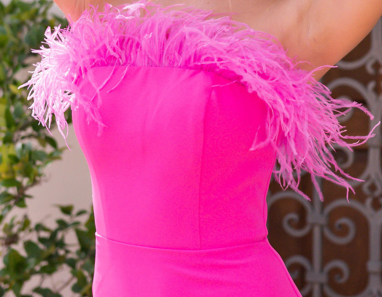 Sochi Gown - Hot Pink Feather Evening Dress